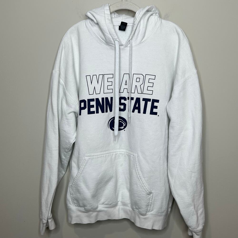 Penn State White Pullover Hoodie Sweatshirt Size L Gildan "We Are Penn State"